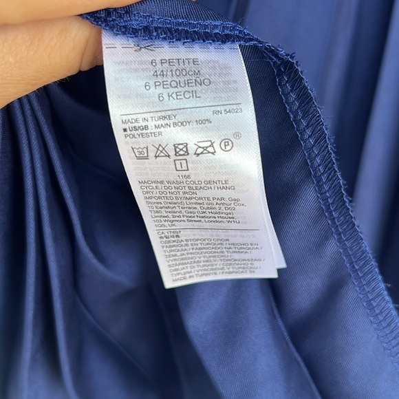 Blue Pleated Midi Skirt A-line Size 6P Shiny Fabric - Picture 2 of 9